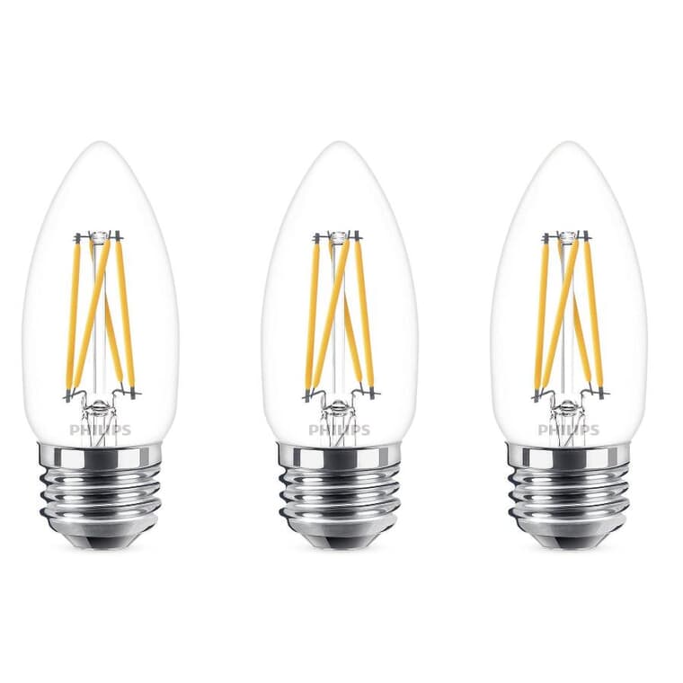 5.5W B11 Medium Base Daylight Dimmable LED Light Bulbs - 3 Pack