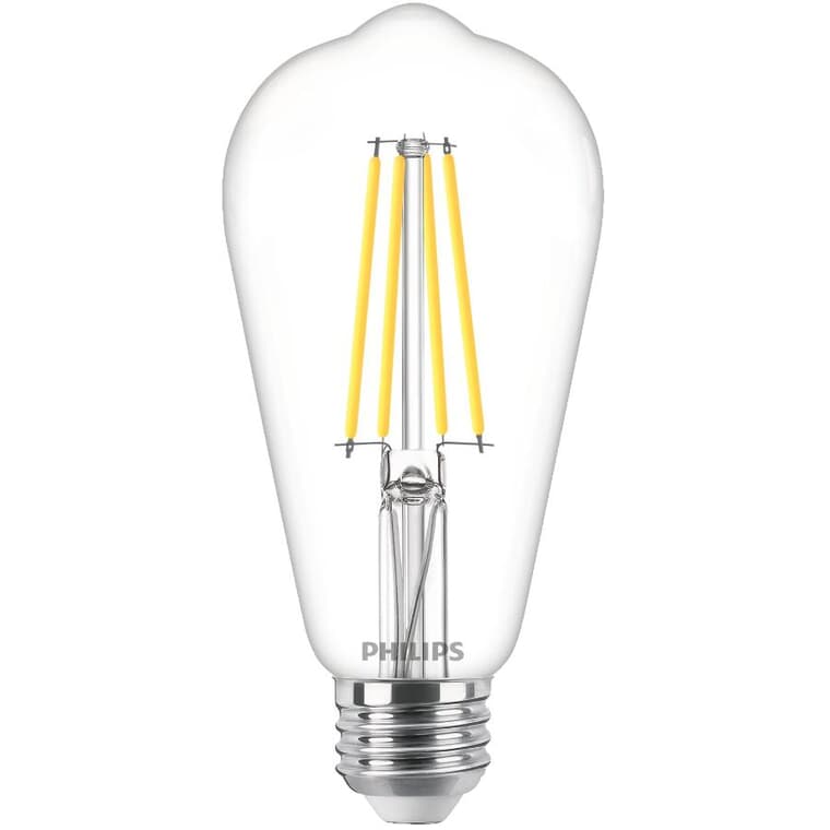 8.8W ST19 Medium Base Bright White LED Light Bulbs - Clear Glass, 2 Pack