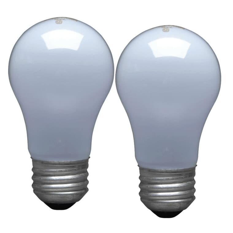 15W A15 Medium Base Inside Frost Appliance Light Bulbs - 2 Pack