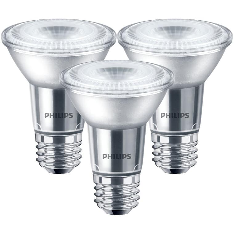 Ampoules à DEL PAR20 de 5,5 W à culot moyen et à intensité variable, blanc brillant, paquet de 3