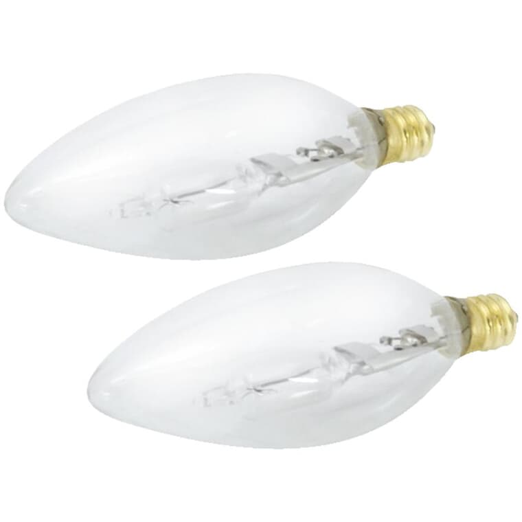 40W B11 Candelabra Base Clear Dimmable Halogen Light Bulbs - 2 Pack
