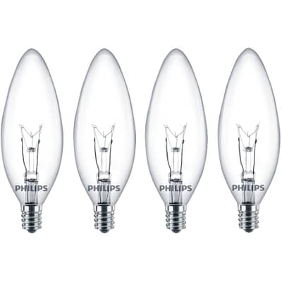 Philips 40w 4 Pack Clear Duramax B10, 40w Chandelier Light Bulbs