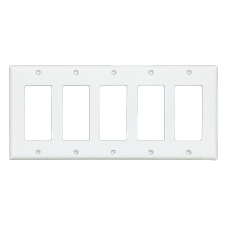 White Plastic 5-Gang Wall Plate