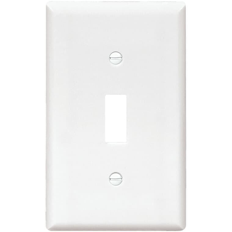 White Plastic 1-Toggle Switch Plates - 10 Pack