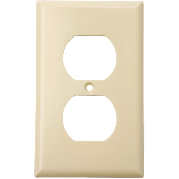 Ivory Plastic 1-Gang Duplex Receptacle Plates - 10 Pack