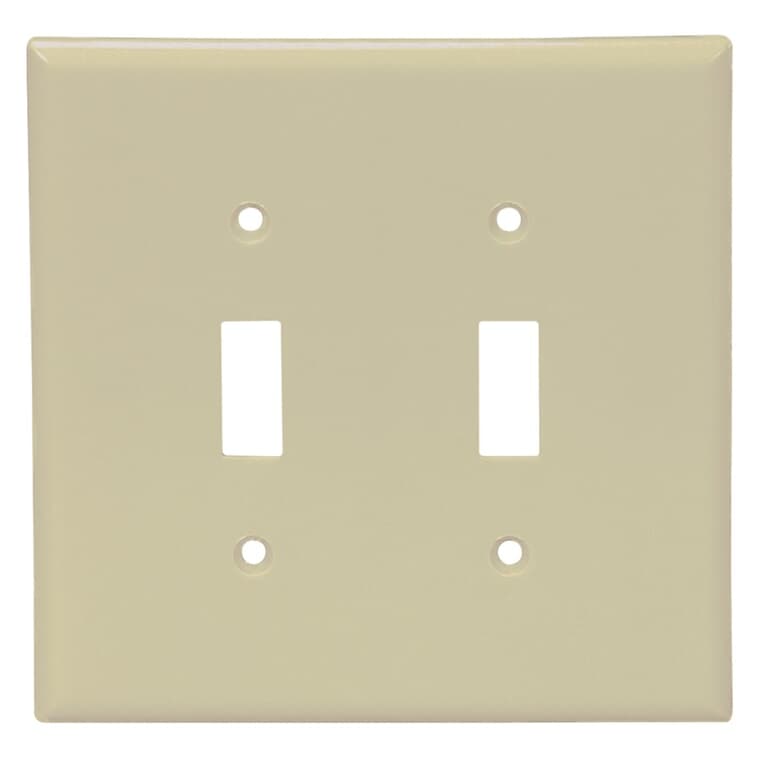 Ivory Plastic 2-Toggle Switch Plate