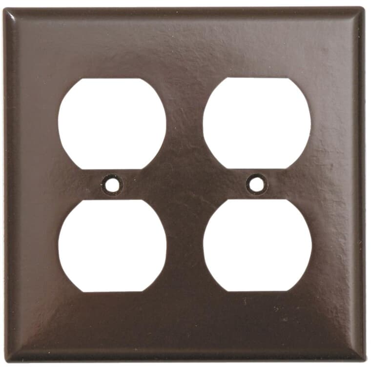 Brown Plastic 2-Gang Duplex Receptacle Plate