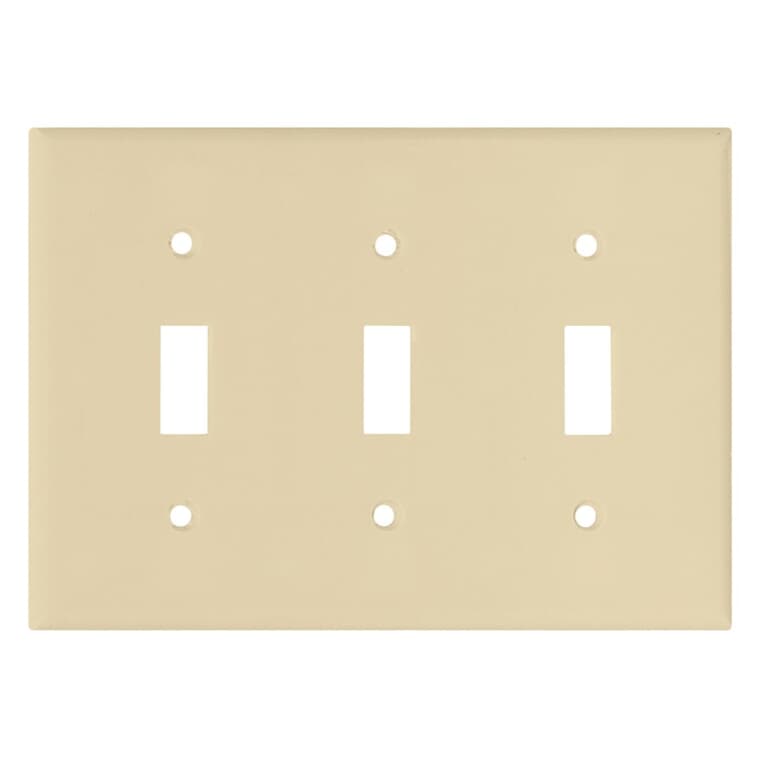 Ivory Plastic 3-Toggle Switch Plate