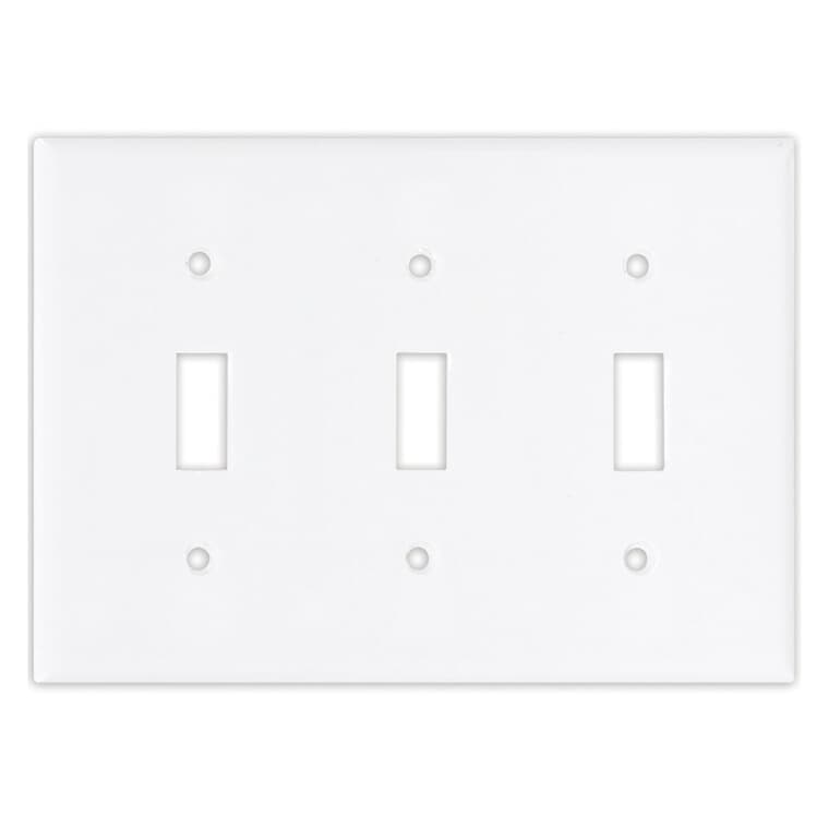 Plaque en plastique pour trois interrupteurs à bascule, blanc