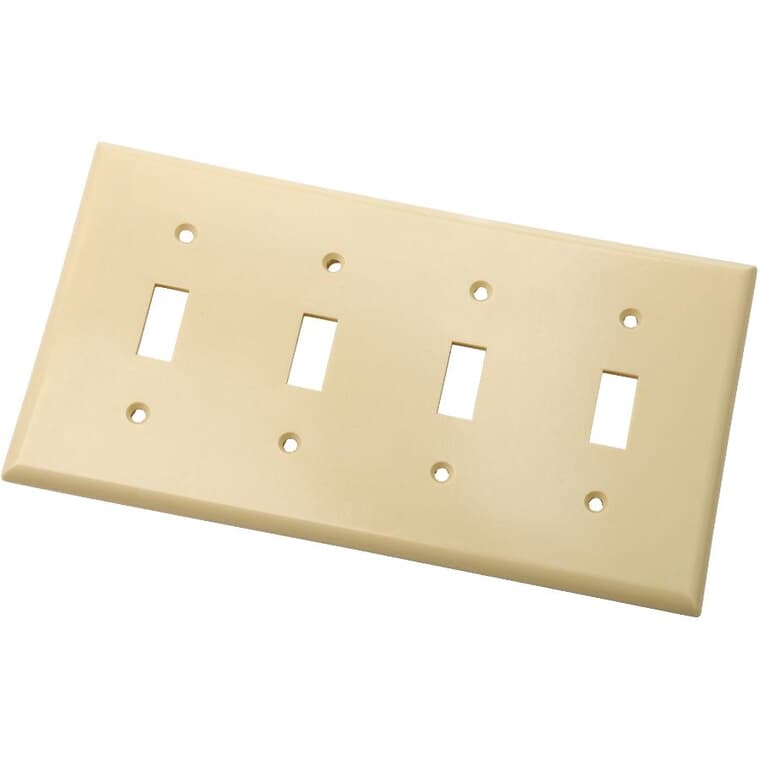 Ivory Plastic 4-Toggle Switch Plate