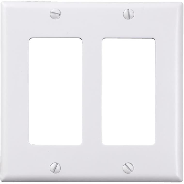 White Plastic 2-Gang Decorator Wall Plate