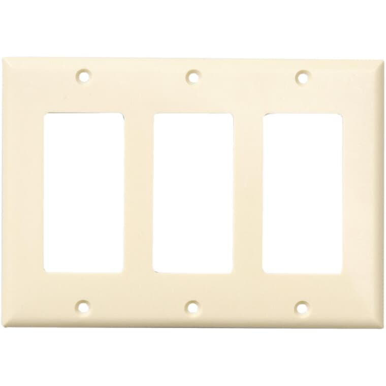Ivory Plastic 3-Gang Decorator Wall Plate