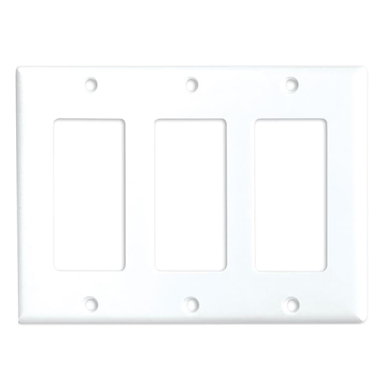 White Plastic 3-Gang Decorator Wall Plate