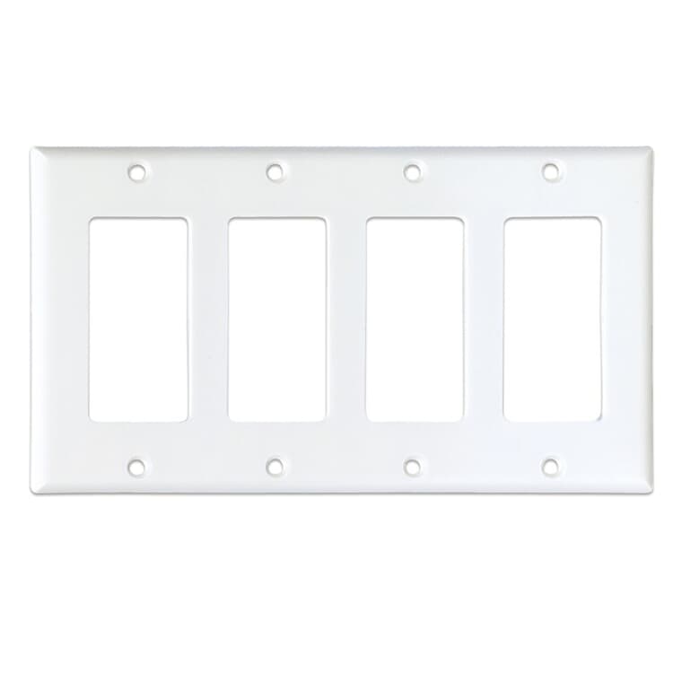 White Plastic 4-Gang Decorator Wall Plate