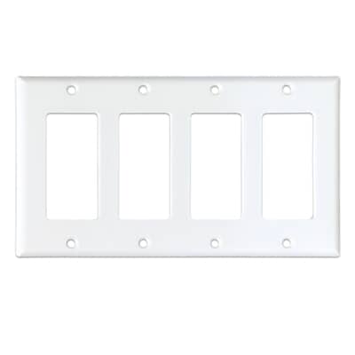 Eaton White Plastic 4 Gang Decora Wall Plate Home Hardware - What Is A Decora Wall Plate