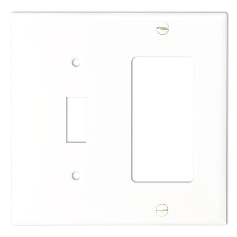 White 1-Toggle/1Decorator Switch/Receptacle Plate