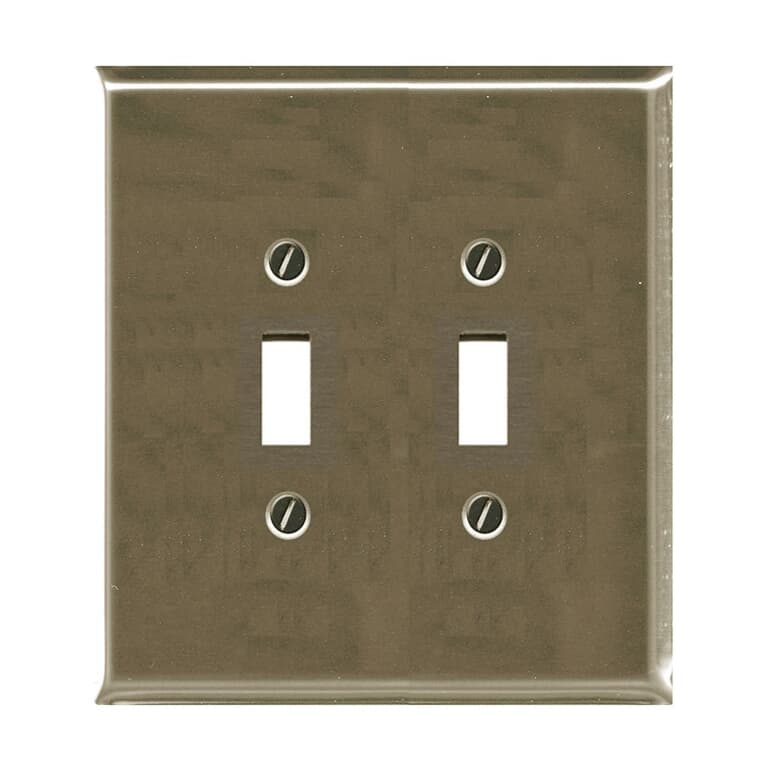 2 Toggle Brushed Nickel Switch Plate