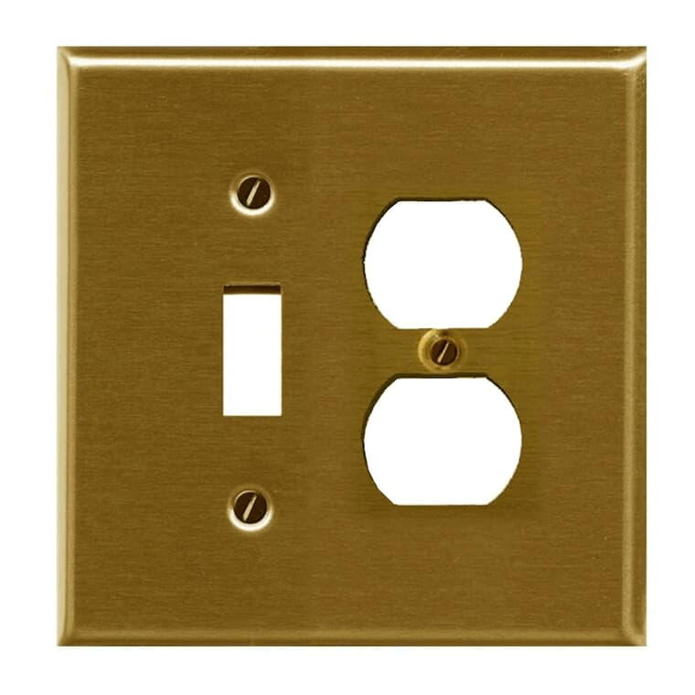 Brass Duplex 1Toggle Switch Receptacle Plate