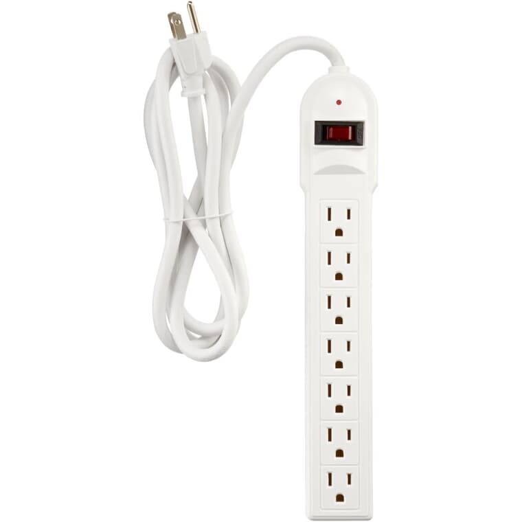 7 Outlet Surge Protector - with EMI/RFI Protection + 6' Cord, White