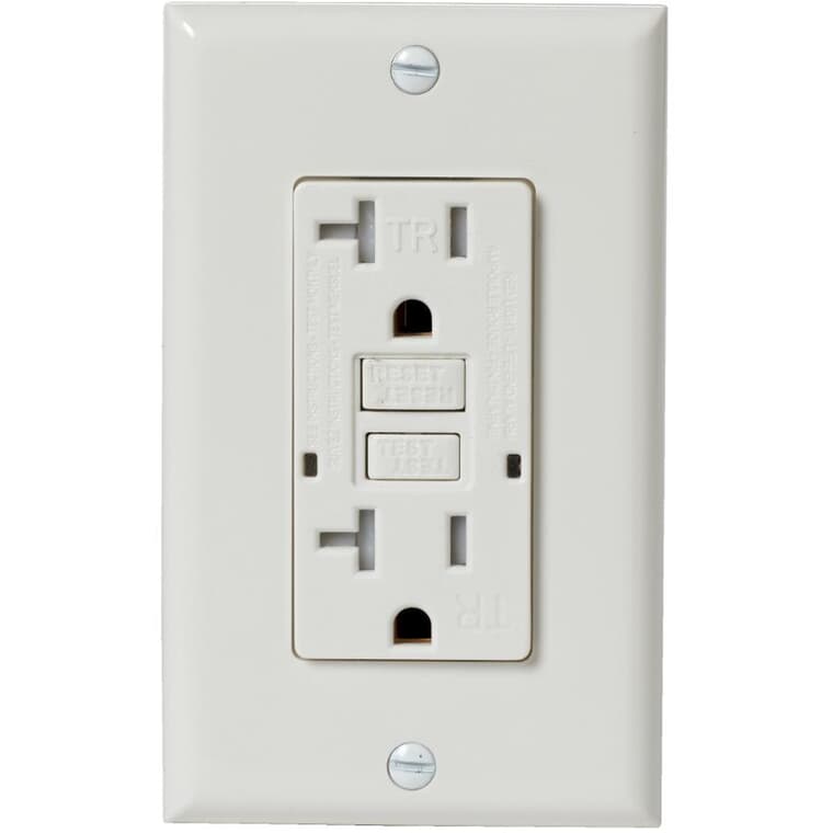 20 Amp White Tamper Resistant GFI Receptacle with Plate