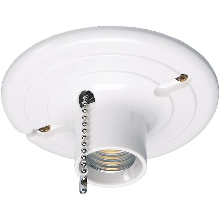 White Ceiling Light Holder with Cord