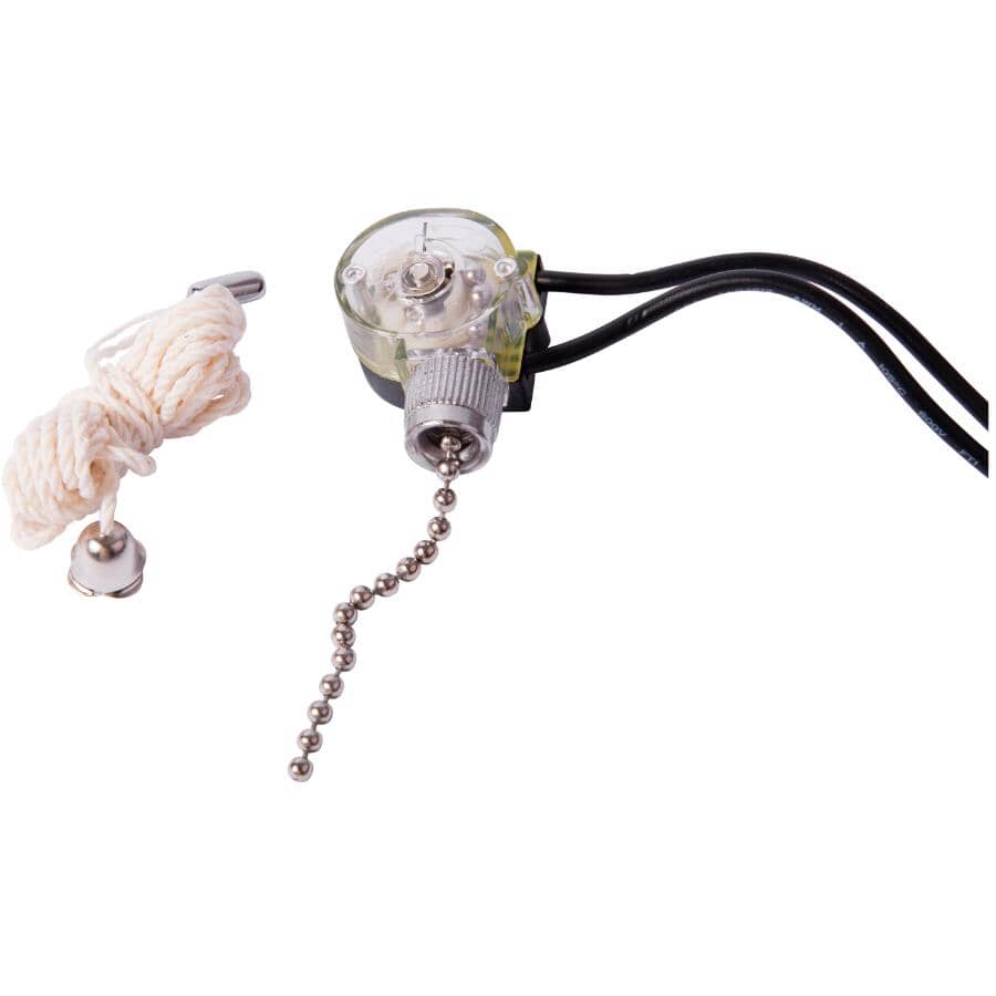 2 Wire Ceiling Fan Pull Chain Light Switch, Antique Brass in at