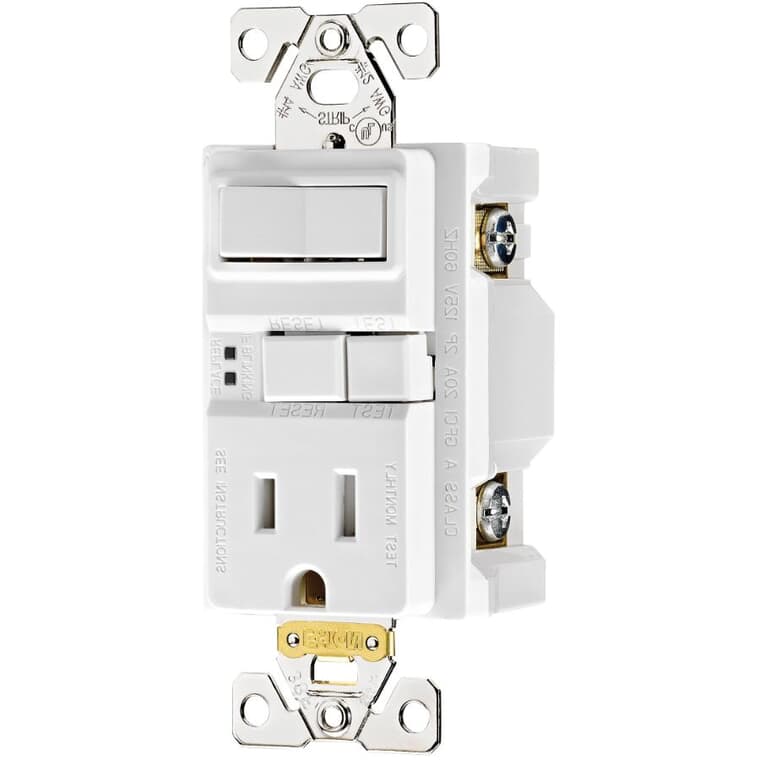 White Combination Decorator Tamper Resistant GFI Receptacle and Switch