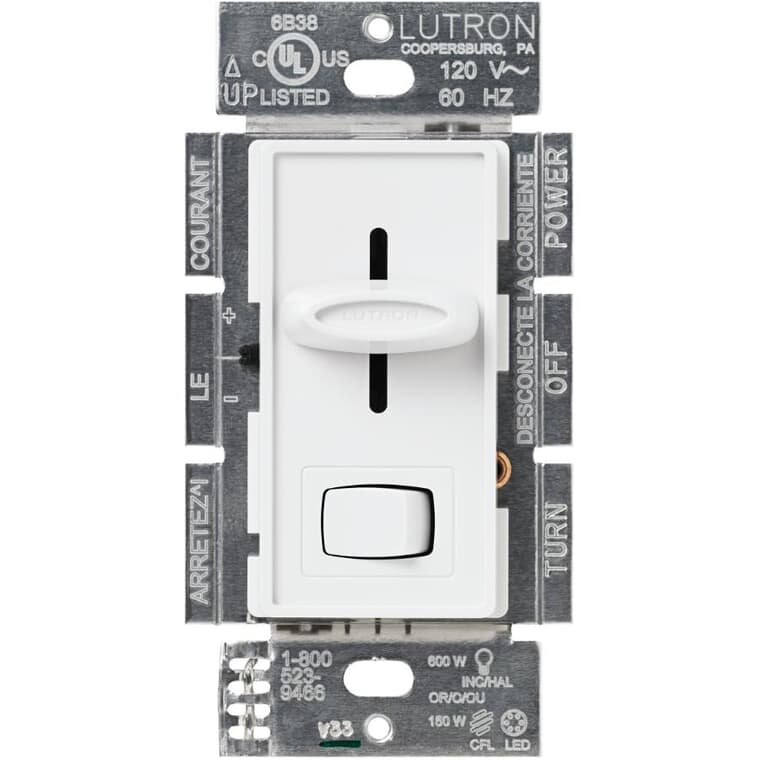 White Skylark Single Pole+3 Way CFL/LED Dimmer Switch