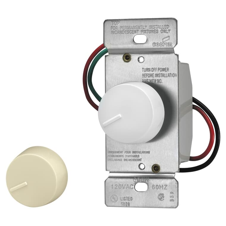 3 Way Rotary White/Ivory Dimmer Switch