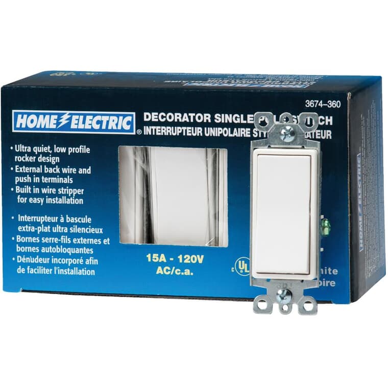 10 Pack Single Pole White Decorator Light Switches