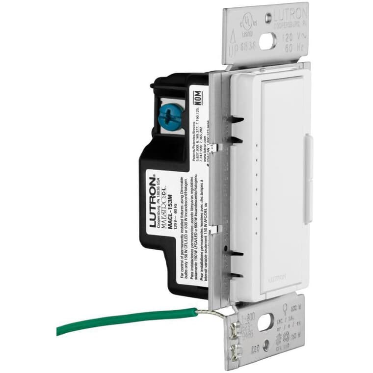 White Maestro 150 Watt CFL/LED Single Pole Multi-Location Digital Dimmer