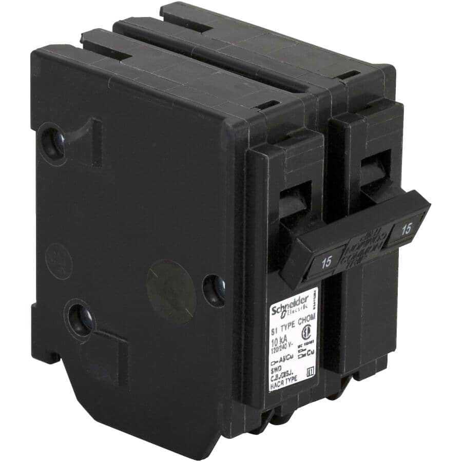 SCHNEIDER ELECTRIC Homeline 2 Pole 15 Amp Plug-On Circuit Breaker