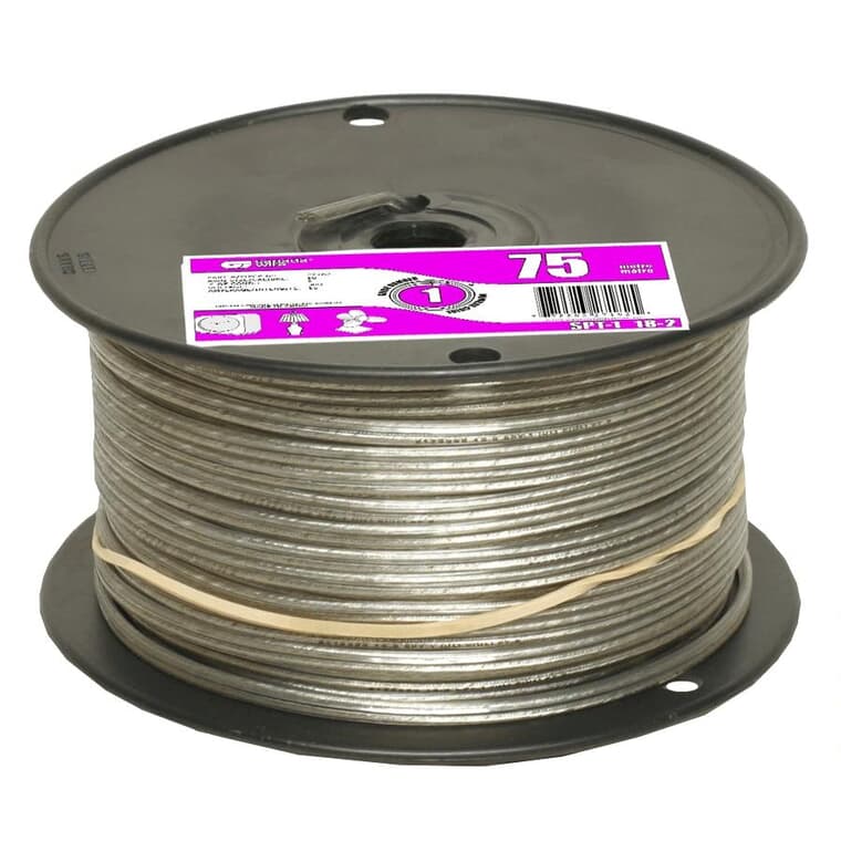1' Silver 18/2 SPT1 Lamp Wire