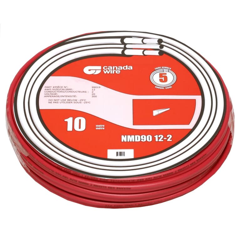 10M Red 12/2 NMD-90 Copper Wire