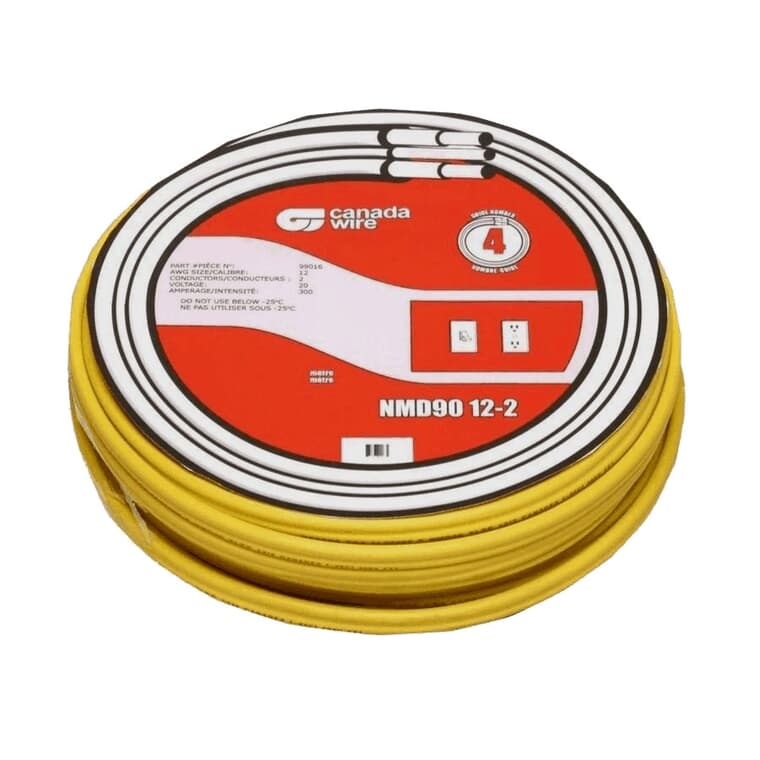 20M Yellow 12/2 NMD-90 Solid Copper Wire