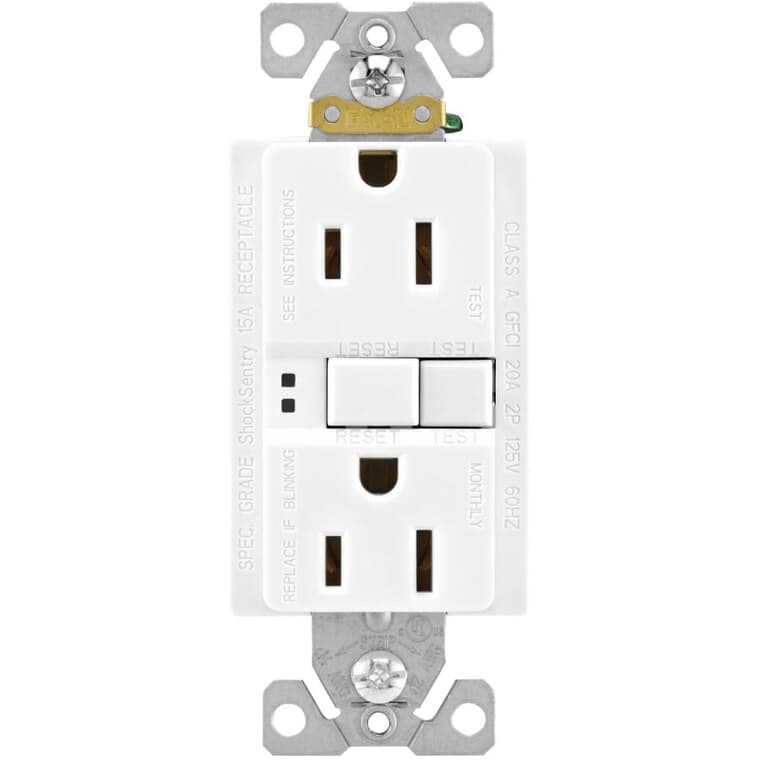 15 Amp White Self Test GFI Receptacle with Plate