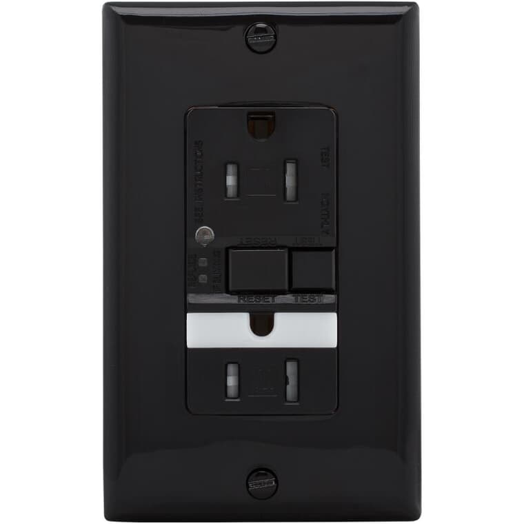 15 Amp Black Self Test Tamper Resistant GFI Receptacle with Plate and Night Light