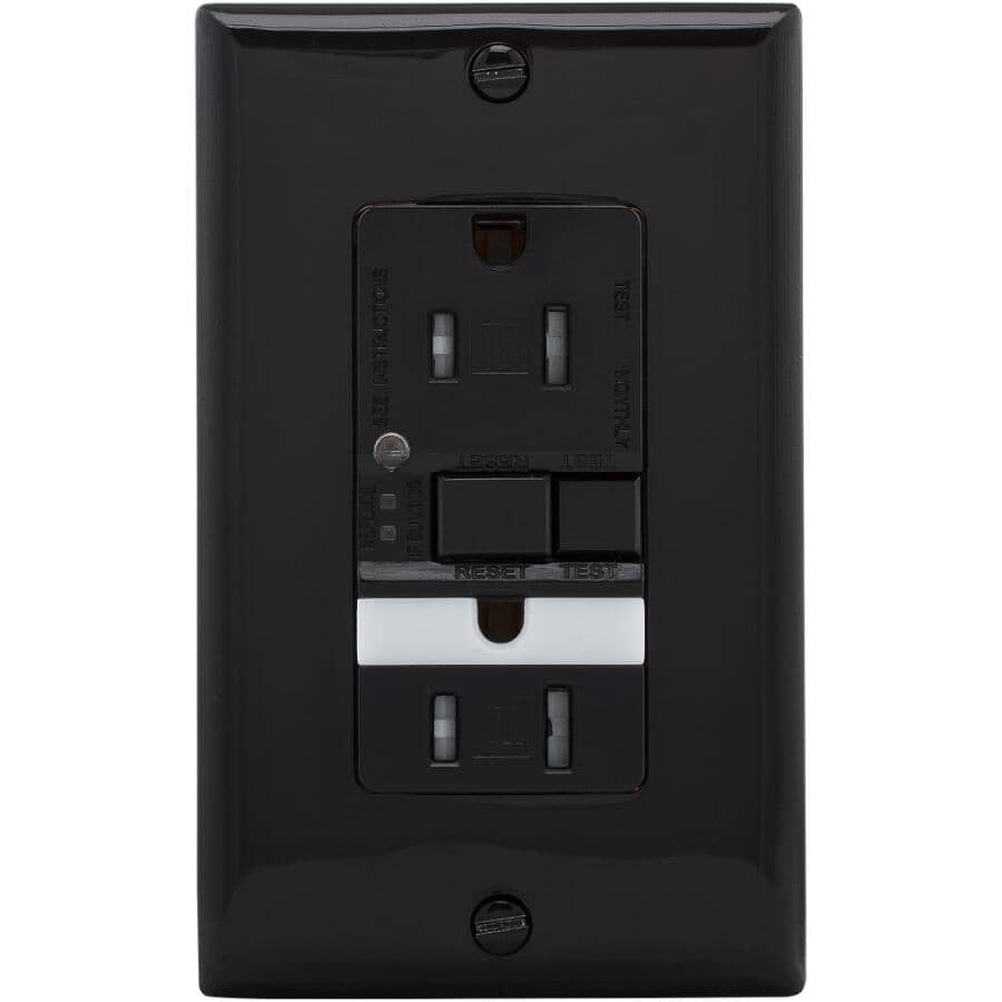 EATON 15 Amp Black Self Test Tamper Resistant GFI Receptacle with