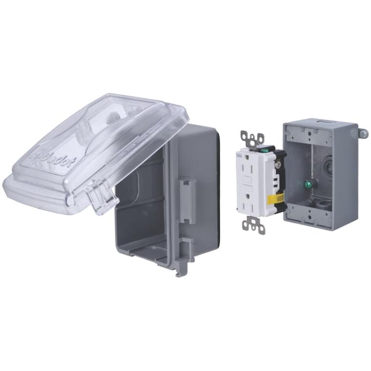 Weatherproof GFCI Receptacle Kit with Clear PVC Cover