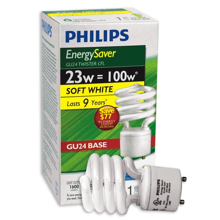 23W Spiral GU24 Base Soft White CFL Bulb