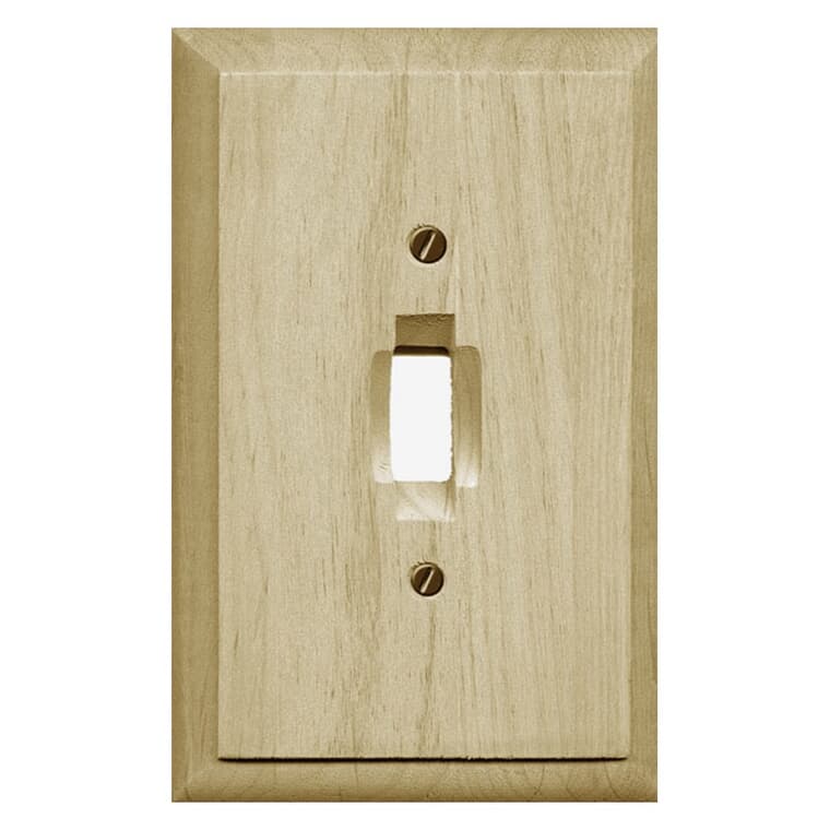 Unfinished Wood 1 Toggle Switch Plate