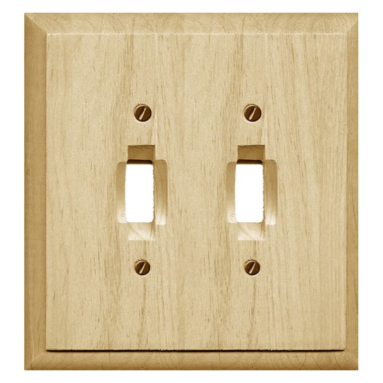 Unfinished Wood 2 Toggle Switch Plate