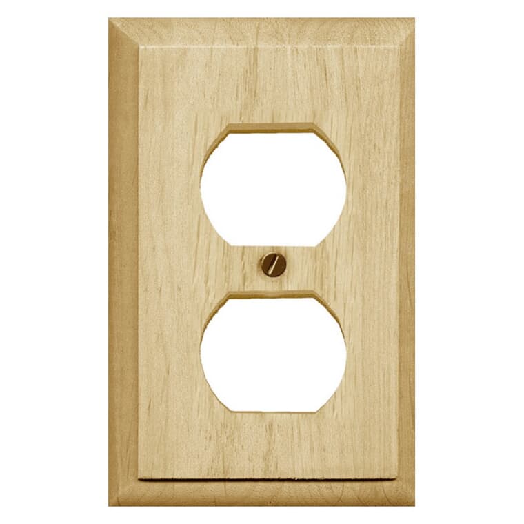 Unfinished Wood Duplex Receptacle Plate