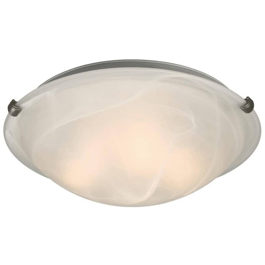 GALAXY:Ofelia 3 Light Flush Mount Light Fixture - Pewter with Alabaster Glass, 16-1/8"