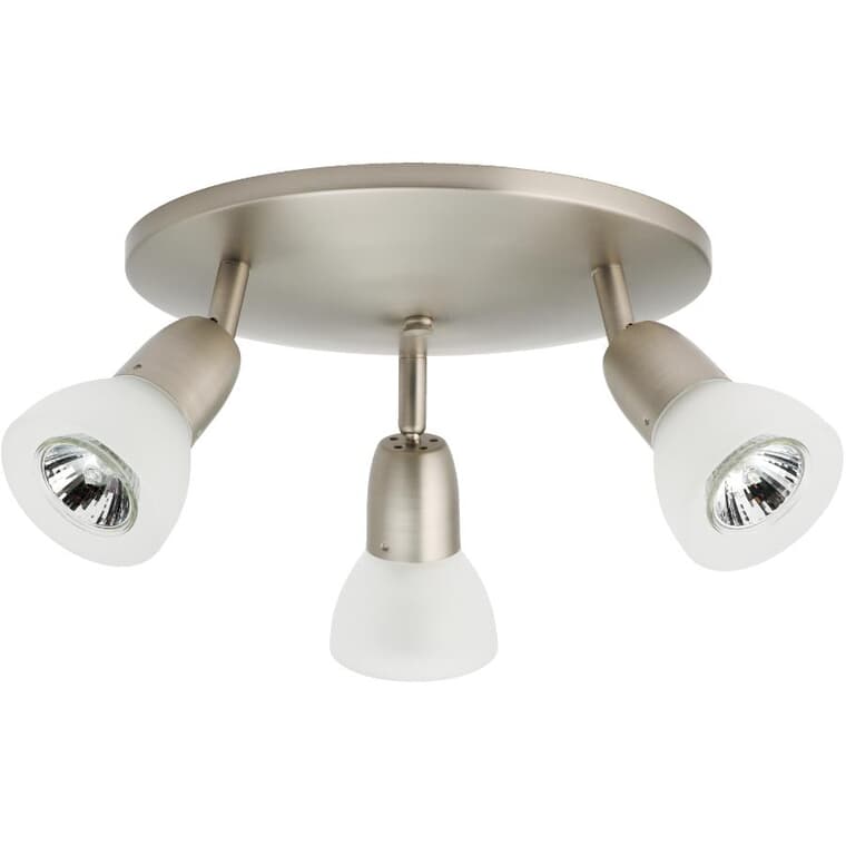 Luna 3 Light Circular Track Light Fixture - Brushed Nickel with Frosted Glass