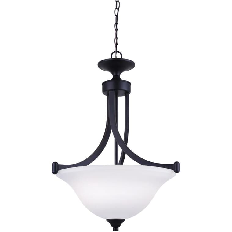 Rue 3 Light Bowl Chandelier - Rubbed Antique Bronze with Flat Opal Glass
