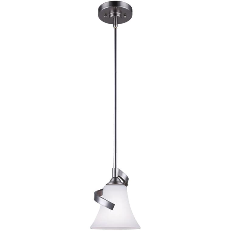 Rue Pendant Light Fixture - Brushed Nickel with Flat Opal Glass