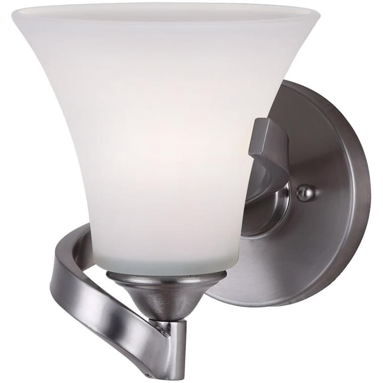 Rue Wall Light Fixture - Brushed Nickel with Flat Opal Glass
