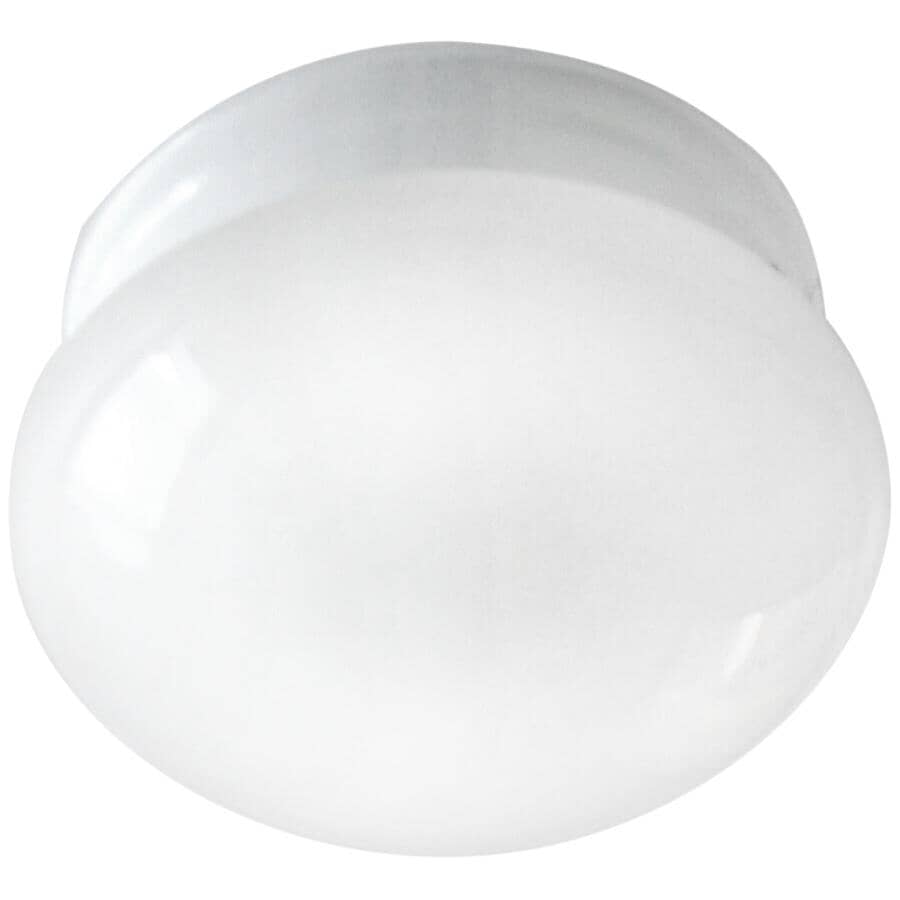CANARM:Mushroom Flush Mount Light Fixture - White Opal Glass, 7-1/2''