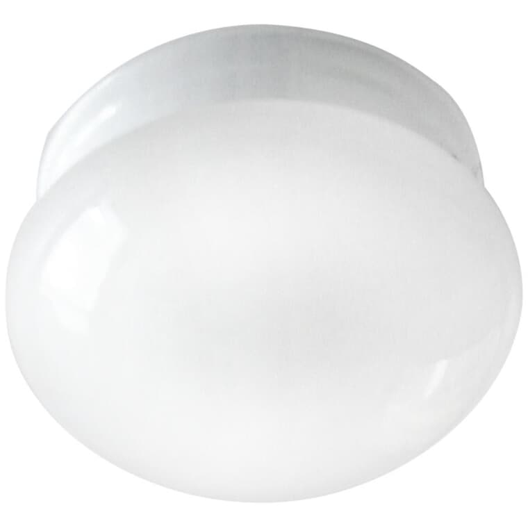 Mushroom Flush Mount Light Fixture - White Opal Glass, 7-1/2''